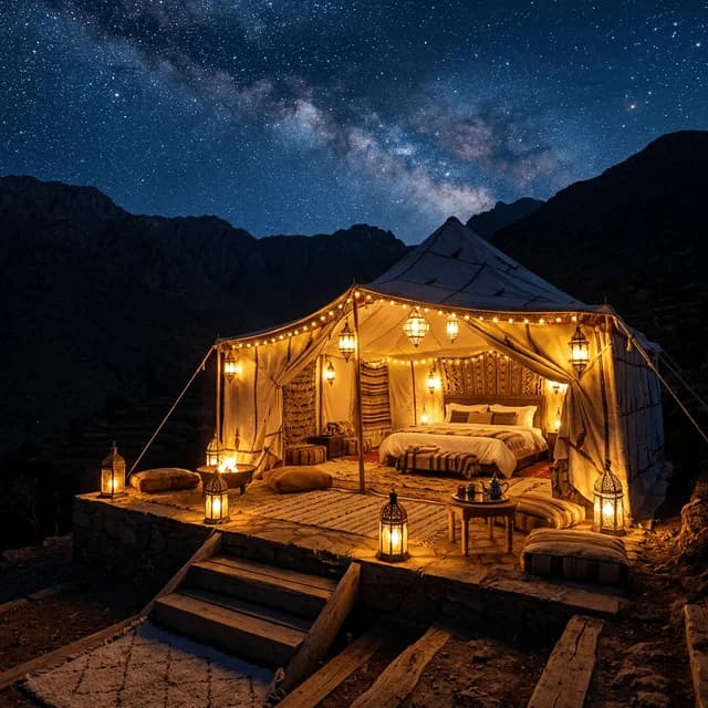 Outdoor lounge area at Villa A Guest House Beni Mellal — luxury accommodation near Atlas Mountains