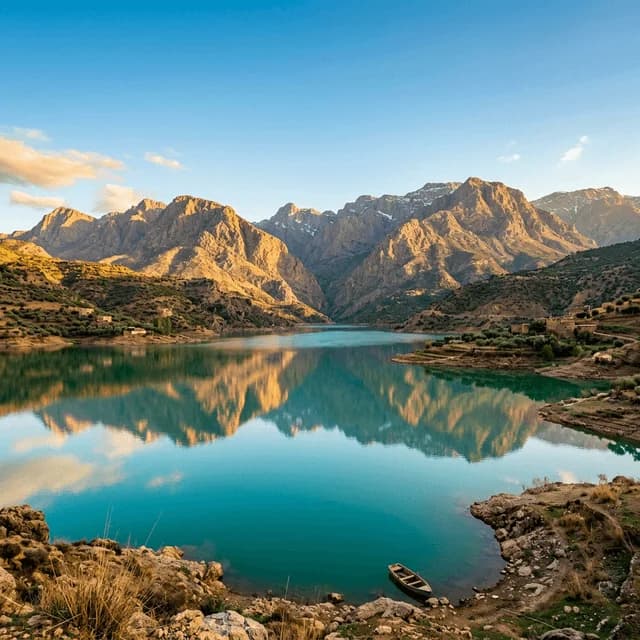 Lake Bin El Ouidane excursion from Villa A hotel Beni Mellal — turquoise reservoir in Atlas Mountains